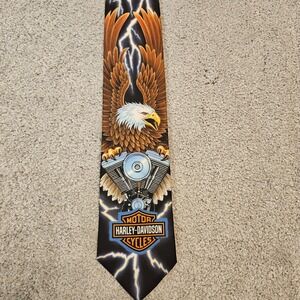 Vintage 1995 Ralph Marlin Harley-Davidson Eagle Tie Lightning Motorcycle USA